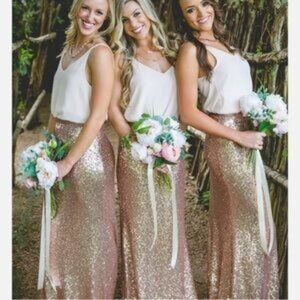 Revelry Rose Gold Sequin Mermaid Skirt